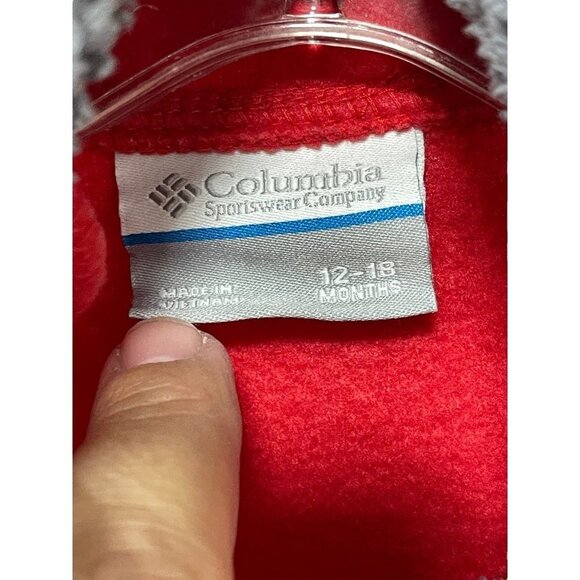 Columbia Size 12-18 Months Kids Red Fleece Full Zip Hooded One Piece Coverall - Picture 5 of 5